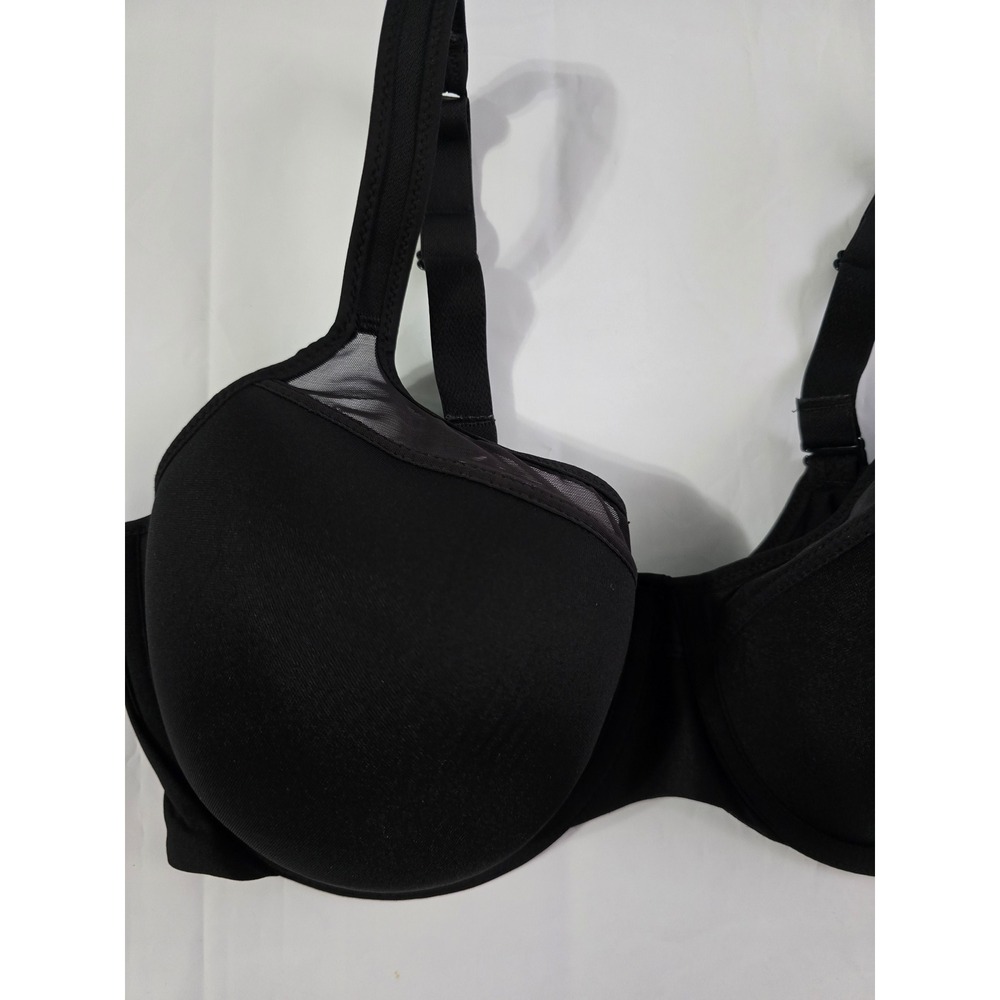 Bali One Smooth U & HSIA Minimizer Bra Lot Black 40D Underwire Mesh Trim 2pc - Picture 4 of 16